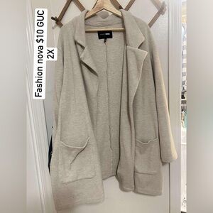 Fashion Nova Light Tan Open Front Coat